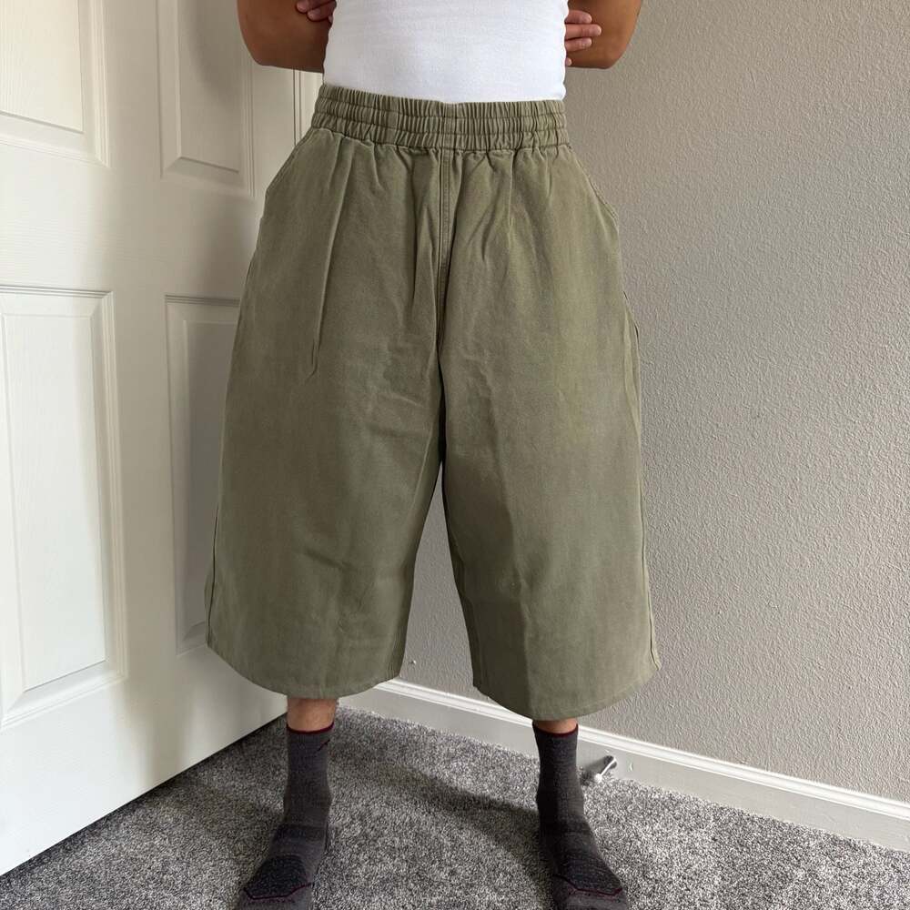 Basketcase Gallery Elephant Olive Canvas Cut Off Shorts Size 32 Sold Out